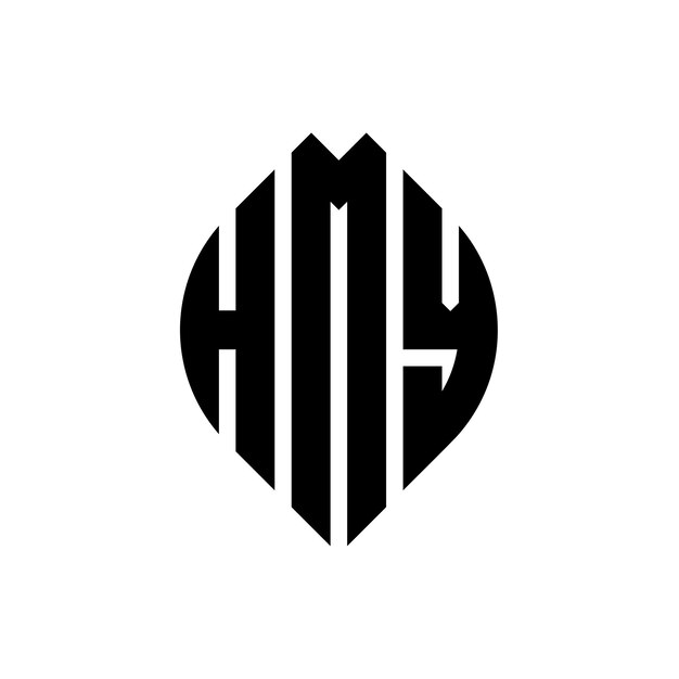 HMY Kreisbuchstaben-Logo-Design mit Kreis- und Ellipseform HMY Ellipse-Buchstaben mit typografischem Stil Die drei Initialen bilden ein Kreis-Logo HMY Kreise-Emblem Abstract Monogramm Buchstaben-Marke Vektor