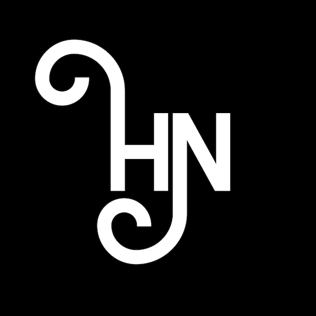 Vektor hn-letter-logo-design auf schwarzem hintergrund hn-kreative initialen-letterlogo-konzept hn-letterdesign hn-weißbuchstaben-design auf schwarzem hintergrund h n h n-logo