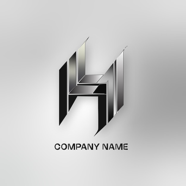 HN-Lettermark-Logo, scharfes, starkes metallisches Logo