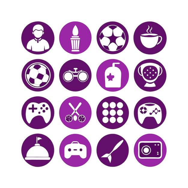 Hobbies und Interessen Icon Set Sammlung für Dokumente Websites und mobile Anwendungen