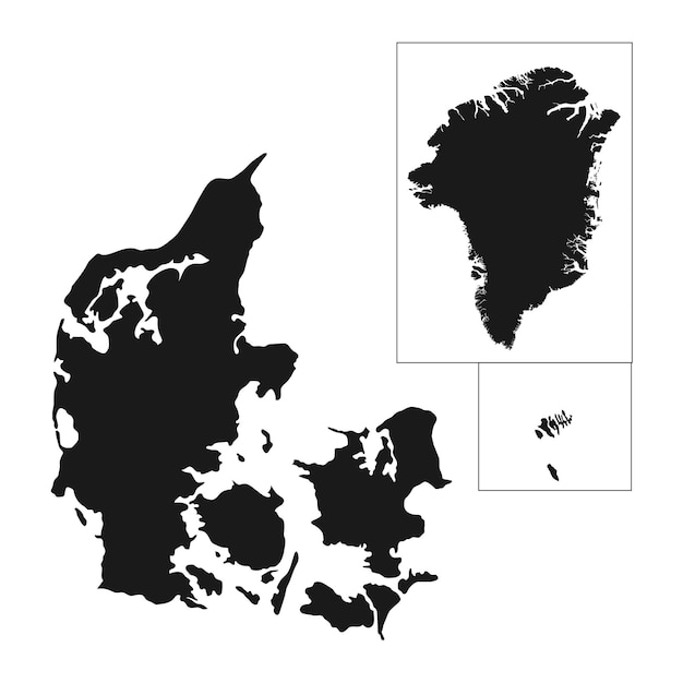 Hochdetaillierte karte des königreichs dänemark mit isolierten grenzen im hintergrund