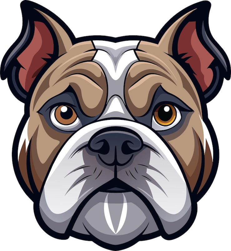 Vektor hochentwickeltes englisches bulldog-gesicht-vektor 3d-logo-clipart isoliert für eine elegante markenidentität