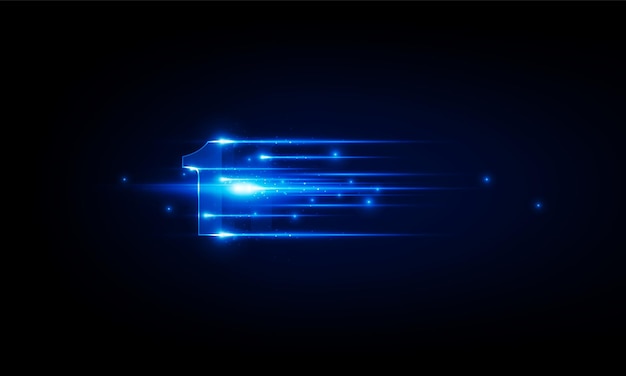 Hochgeschwindigkeitskonzept Nummer eins in Form von Arrow Light Out Technologiehintergrund Hitech Kommunikationskonzept Innovation Hintergrund Vektordesign
