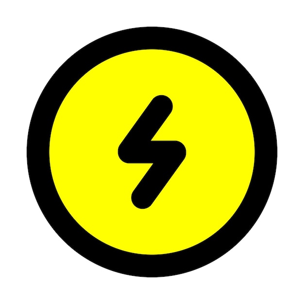 Hochvolt-gefahrenzeichen mit gelbem kreis elektrischer warnzeichen vektor flach design isoliert