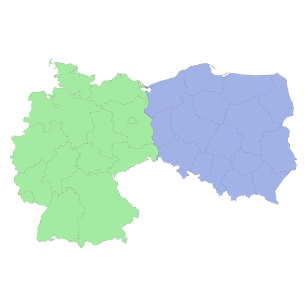 Vektor hochwertige politische karte von deutschland und polen mit grenzen der regionen bzw. provinzen