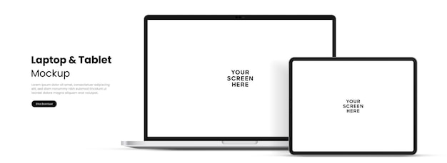 Hochwertiges 3D-Modern-Laptop- und Smartphone-Tablet-Mockup für die Präsentation mit isoliertem Hintergrund