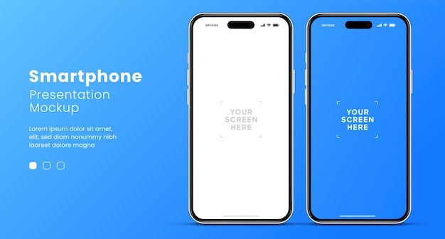 Hochwertiges 3D-Smartphone-Mockup mit verschiedenen Winkeln und isolierten Hintergründen für die mobile App