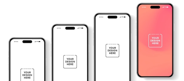 Vektor hochwertiges 3d-smartphone-mockup mit verschiedenen winkeln und isolierten hintergründen für die mobile app