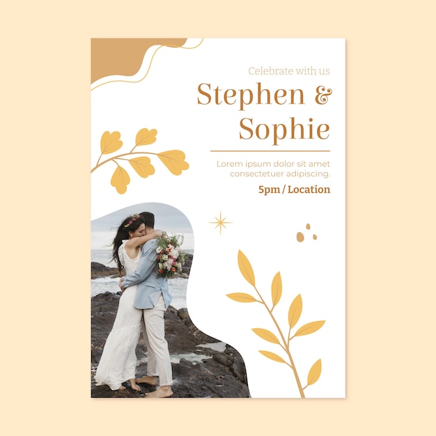 Hochzeit handgezeichnetes flaches Plakat