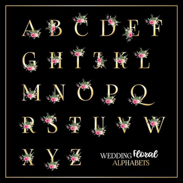 Hochzeits-blumenalphabet-schablone