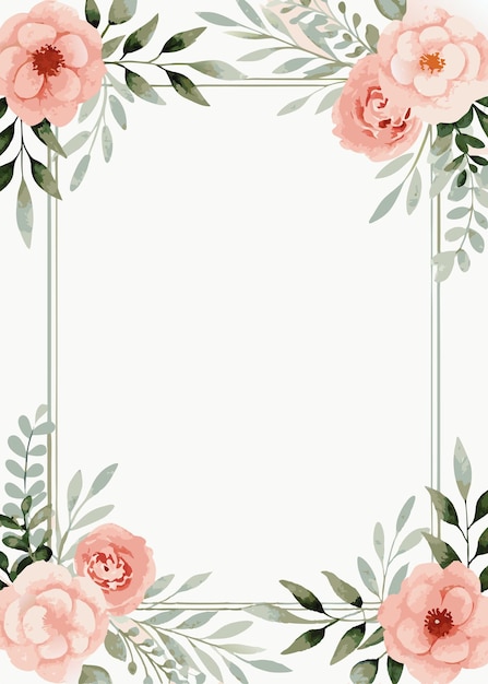 Hochzeits-Einladungskarte mit blumigem Aquarell auf weißem Hintergrund