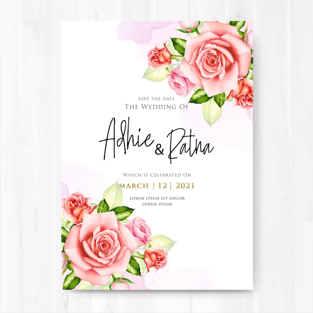 Hochzeitseinladung mit aquarellblumen