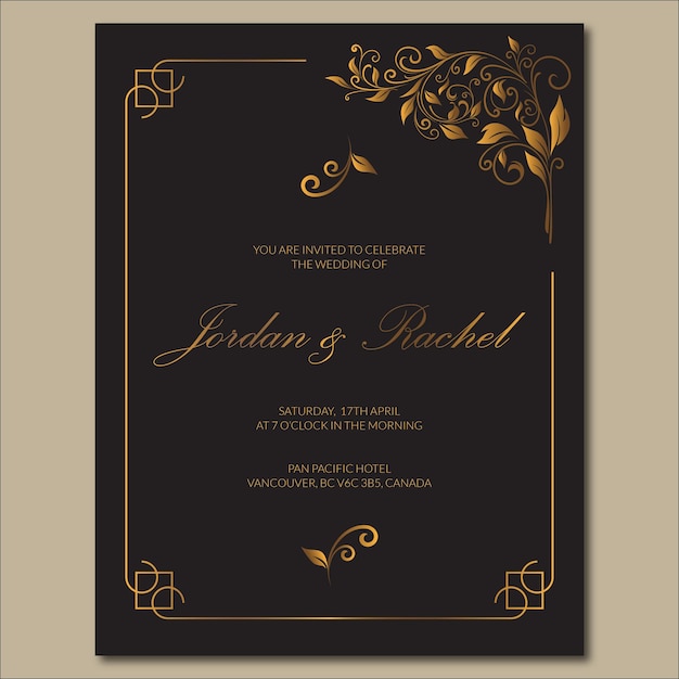 Hochzeitseinladung mit floraler Rahmendekoration