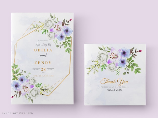 Hochzeitseinladung mit schönem blumenaquarellentwurf