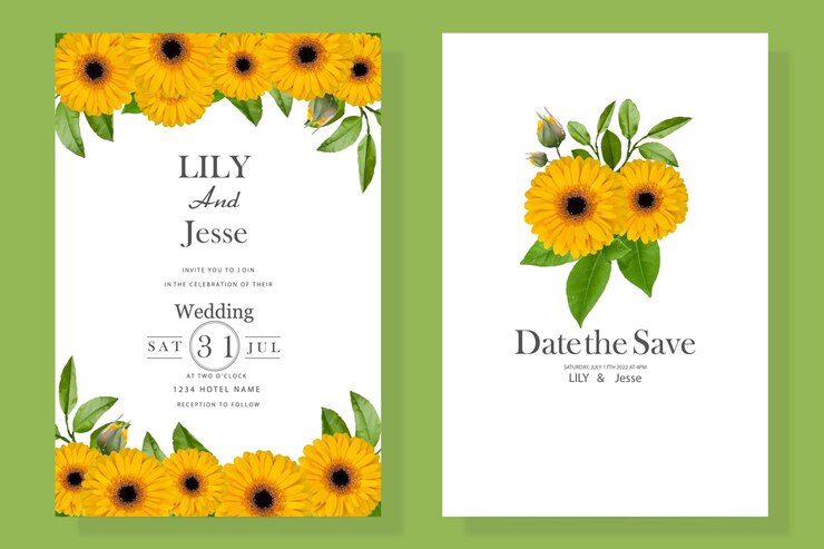 hochzeitseinladung mit sonnenblumen
