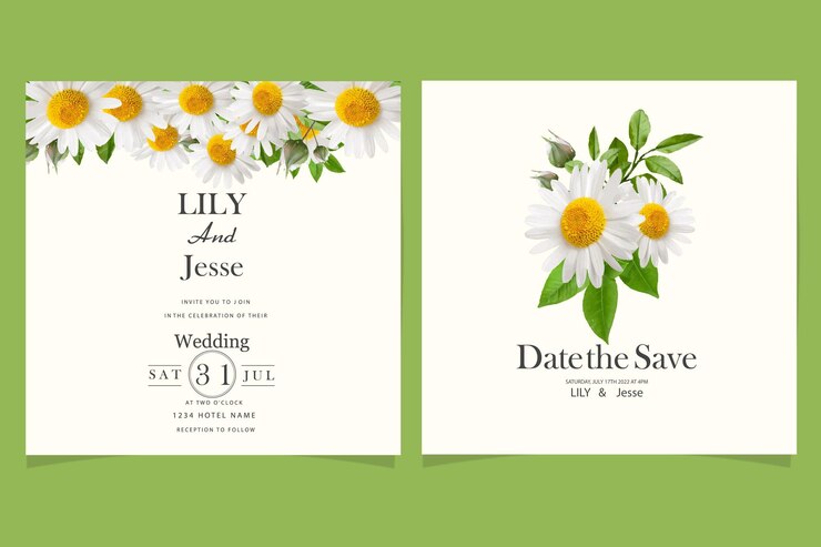 Hochzeitseinladung mit weißen Blumen