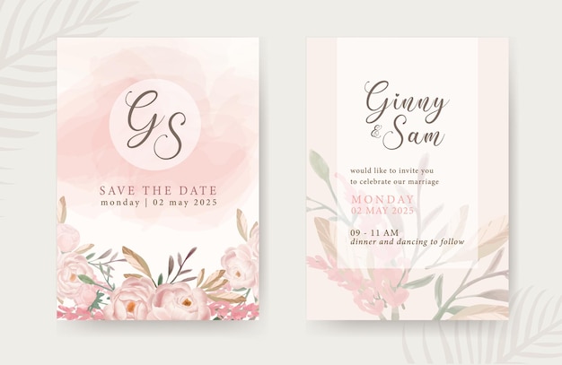 Vektor hochzeitseinladung save the date template design element aquarell-set