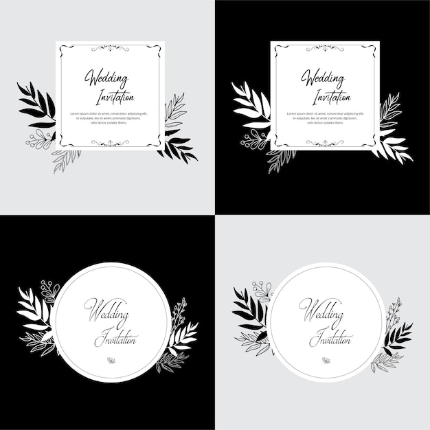 Hochzeitseinladungsdesign mit Blumenschmuck Vintage Einladungsstil