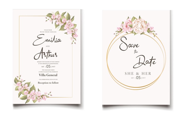 Hochzeitseinladungsdesign mit schöner Blume
