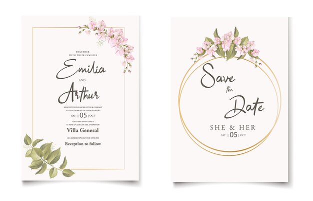 Hochzeitseinladungsdesign mit schöner Blume