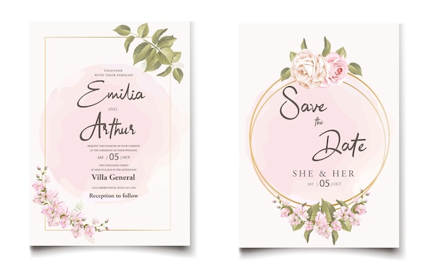 Hochzeitseinladungsdesign mit schöner Blume