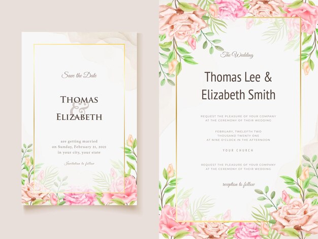 Hochzeitseinladungskarte, florales Vektordesign