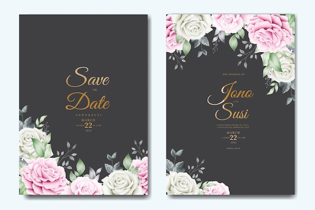 Hochzeitseinladungskarte mit blumenaquarellset