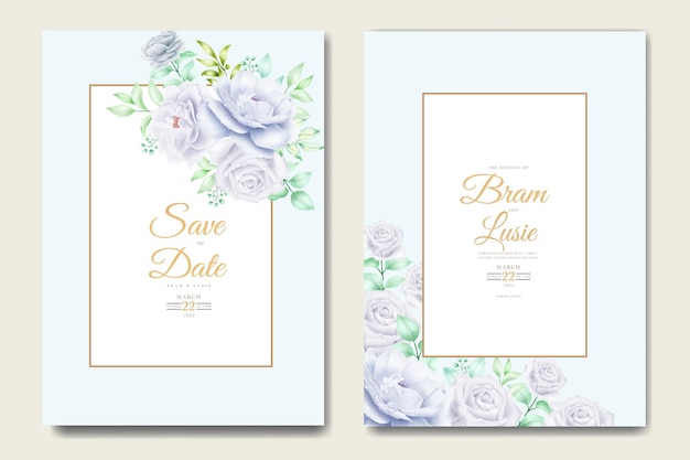 Hochzeitseinladungskarte mit blumenblättern aquarell