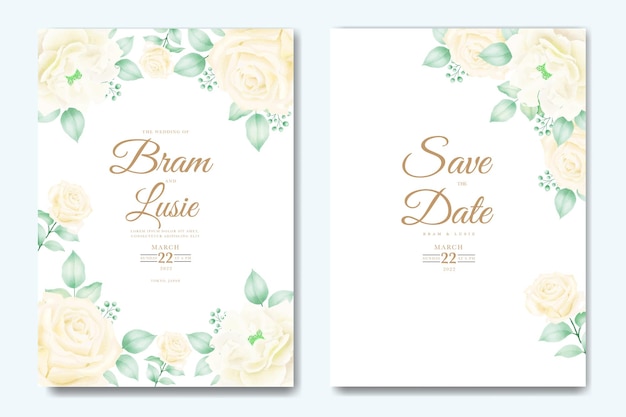 Hochzeitseinladungskarte mit Blumenlaubaquarell