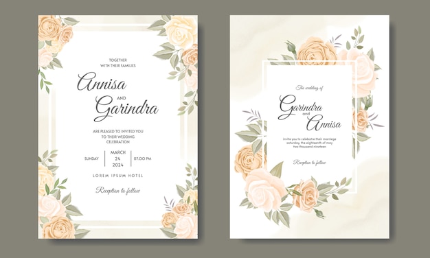 Hochzeitseinladungskarte mit schönen rosen