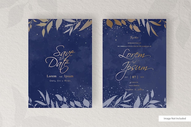 Hochzeitseinladungskartenschablone mit aquarell und minimalistischem blumenarrangement