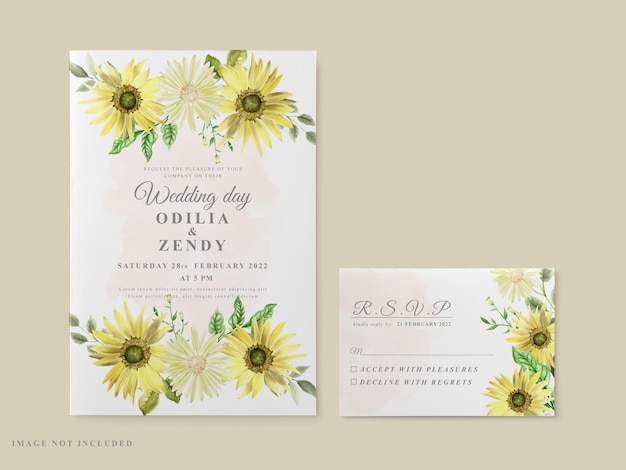 Hochzeitseinladungskartenschablonen-sonnenblumenmotiv