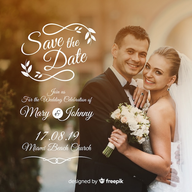 Hochzeitseinladungsschablone mit Foto