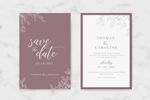 Hochzeitseinladungsset mit Premium in schlichter und brauner Farbe