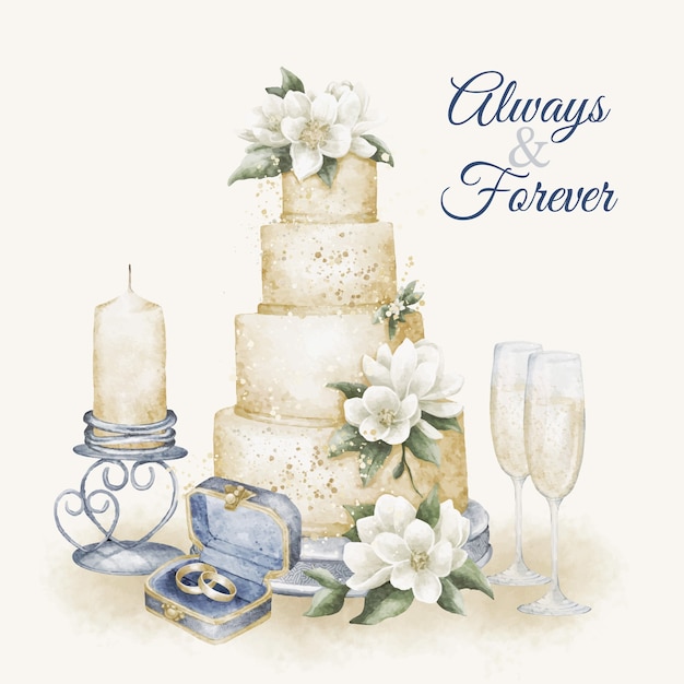 Hochzeitsillustration in Aquarell