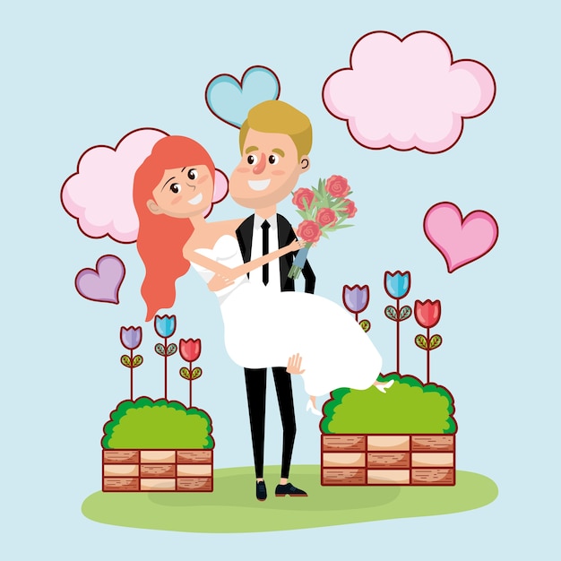 Hochzeitskarte design cartoon