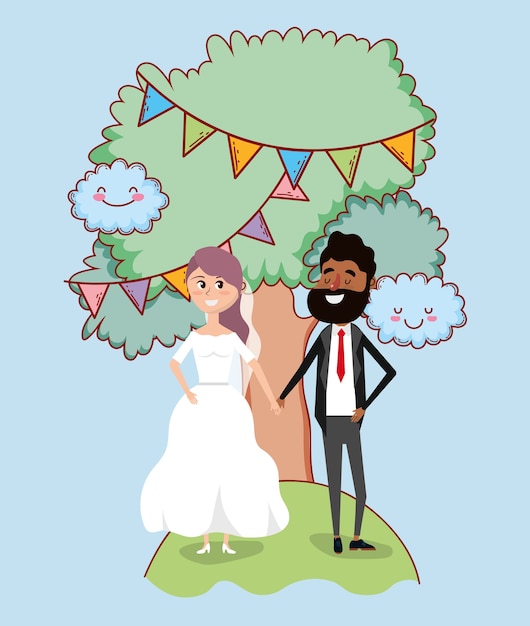 Vektor hochzeitskarte design cartoon