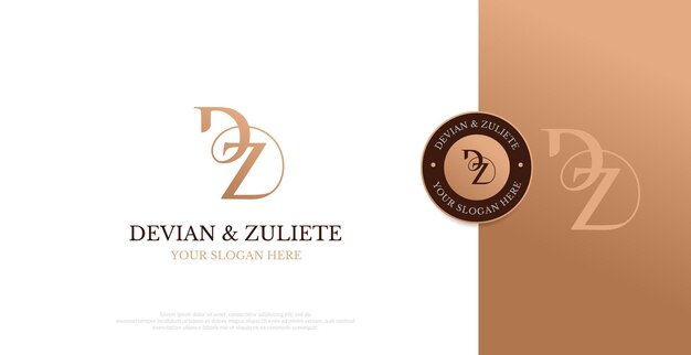 Hochzeitslogo initial dz logo design vektor