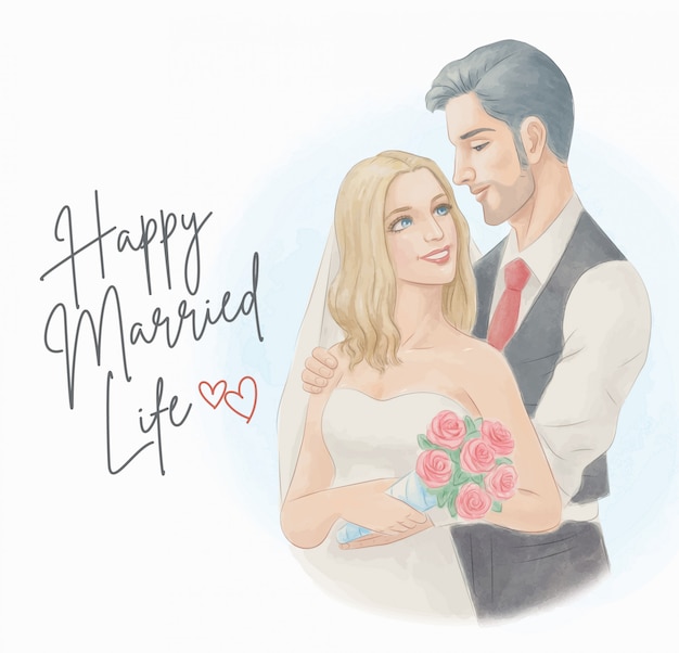 Hochzeitspaar im aquarell-illustrations-stil