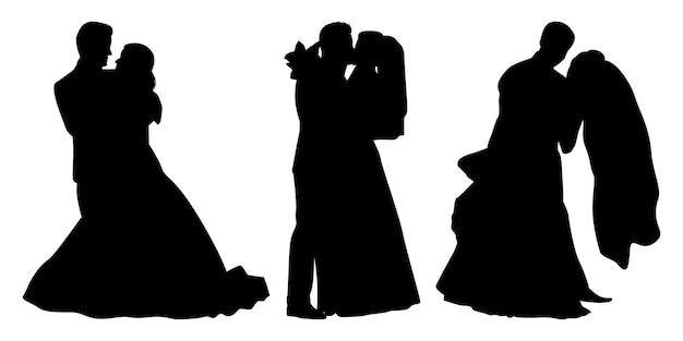 Hochzeitspaar-Silhouetten-Vektorillustration