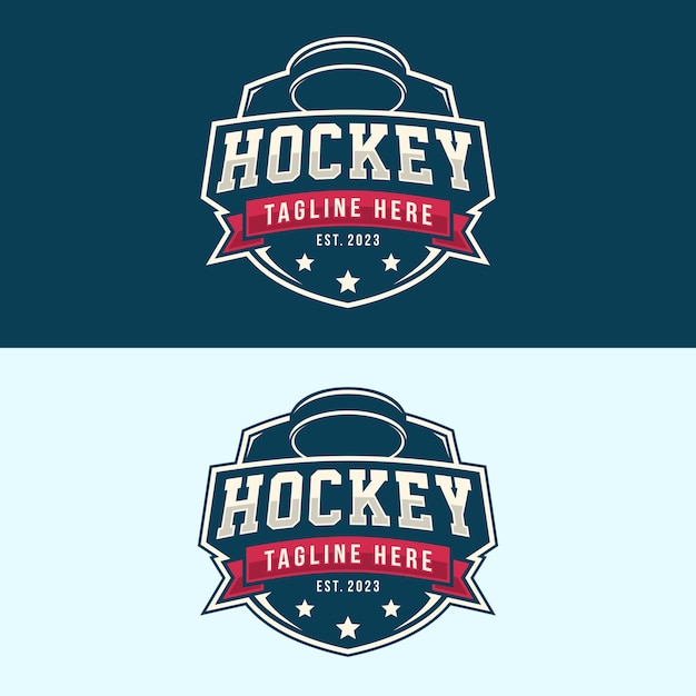 Hockey-logo-abzeichen-emblem sport-label-vektorillustration für einen hockeyclub