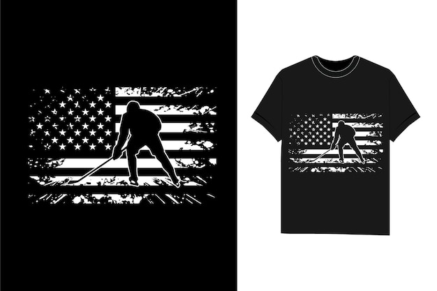 Hockey mit eishockey-t-shirt-designspiel der amerikanischen flagge der usa