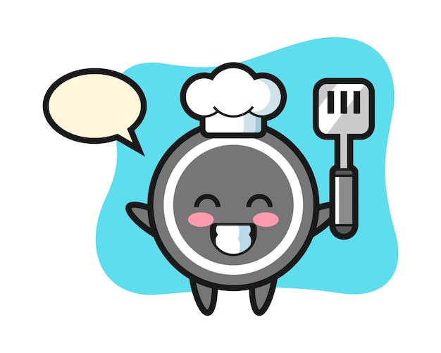 Hockey puck chef cartoon kocht