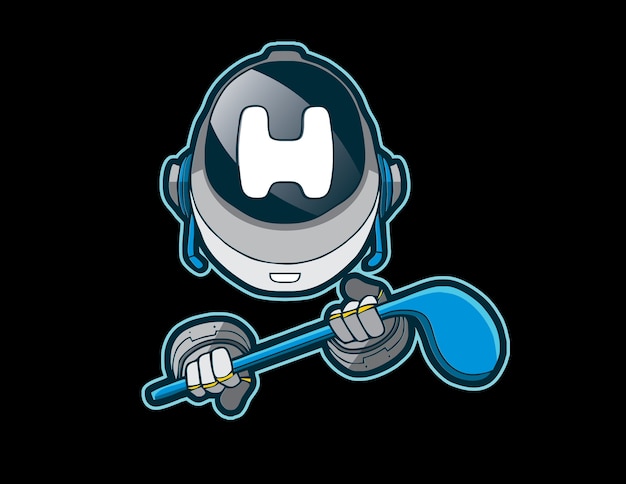 Hockey-Roboter-Maskottchen-Logo