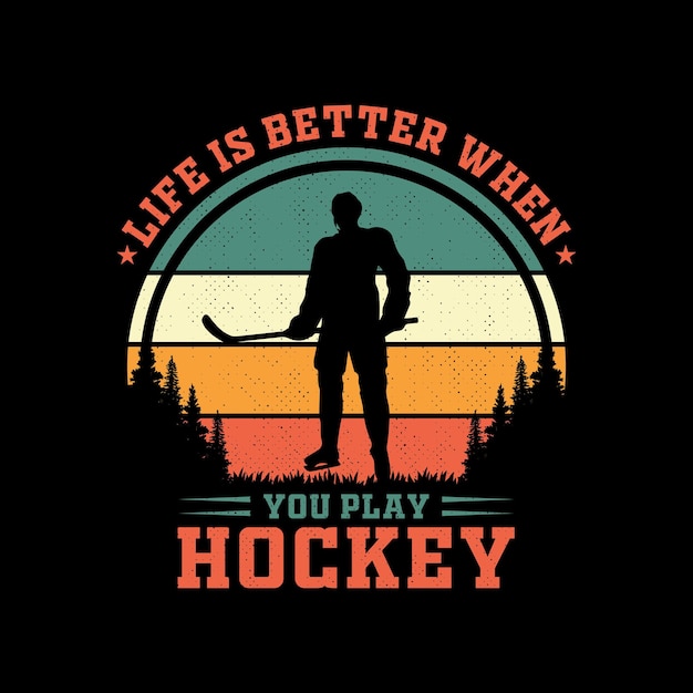 Vektor hockey-t-shirt-design, hockey-vintage-design.