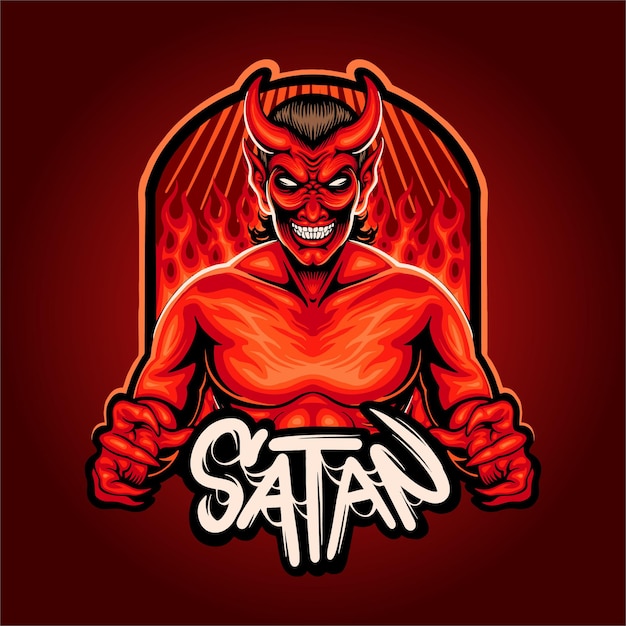 Hölle satan maskottchen logo illustration