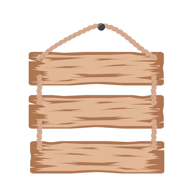 Hölzernes Schild, raues Brett, rustikales Brett, Schild, hängend an Seilen, Banner-Vorlagen