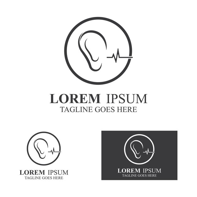 Hörsinn oder Ohr Symbol Logo Vektor Design Vorlage Illustration