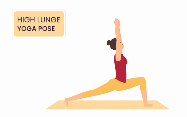 Hohe longe-pose junge frau, die yoga-pose-fitness-workout-konzept praktiziert