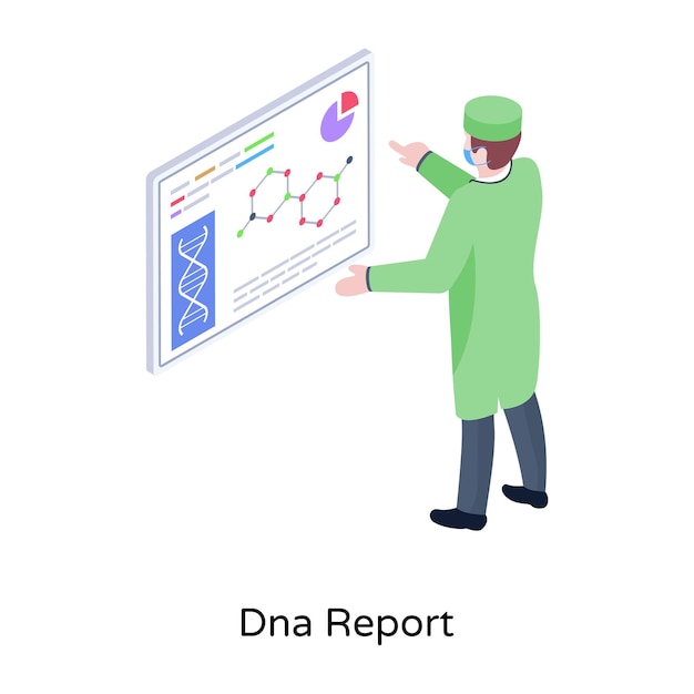 Holen sie sich dieses bild des dna-berichts im isometrischen stil